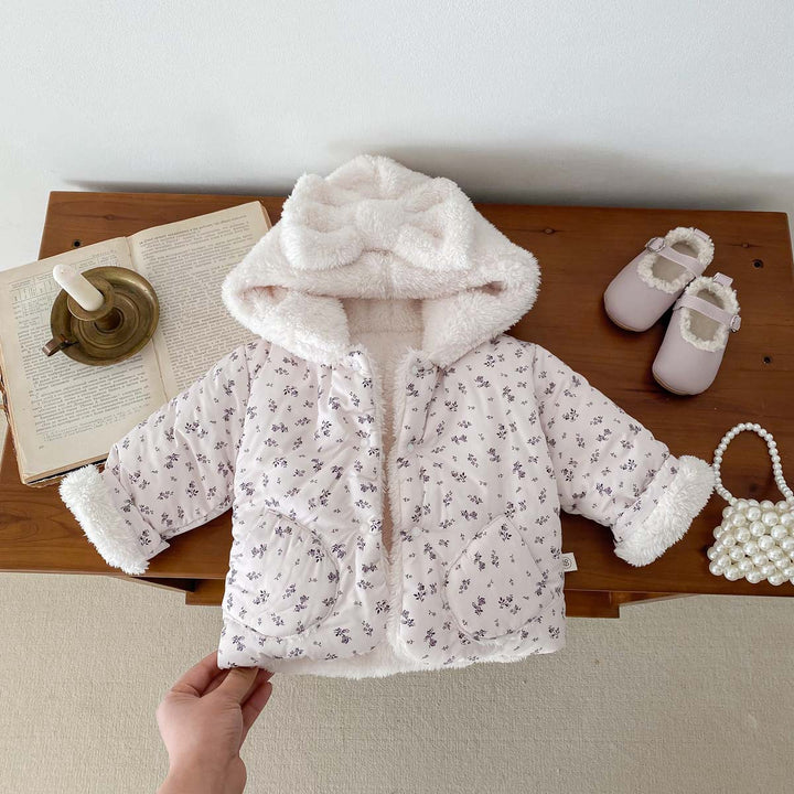 【73-100】リボンフード付きあったかジャケット