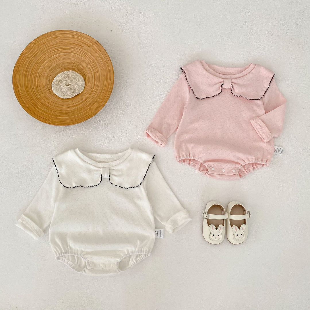 【73-90】デザインカラー長袖ロンパース