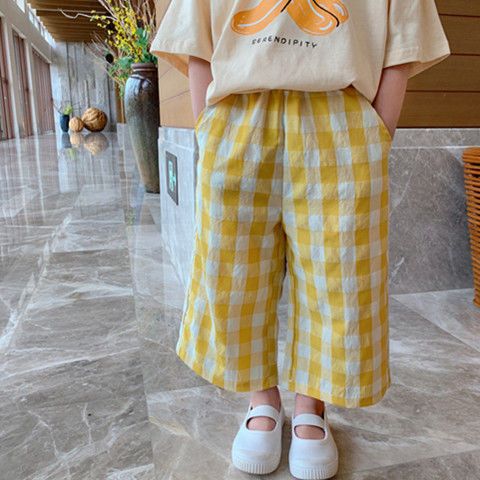 【90-130】ギンガムチェックロングパンツ