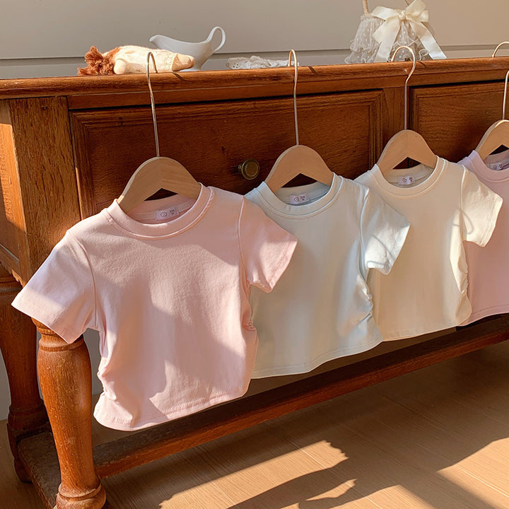 【90-150】シャーリングシンプルTシャツ