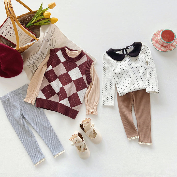 【80-140】裾レースレギンスパンツ