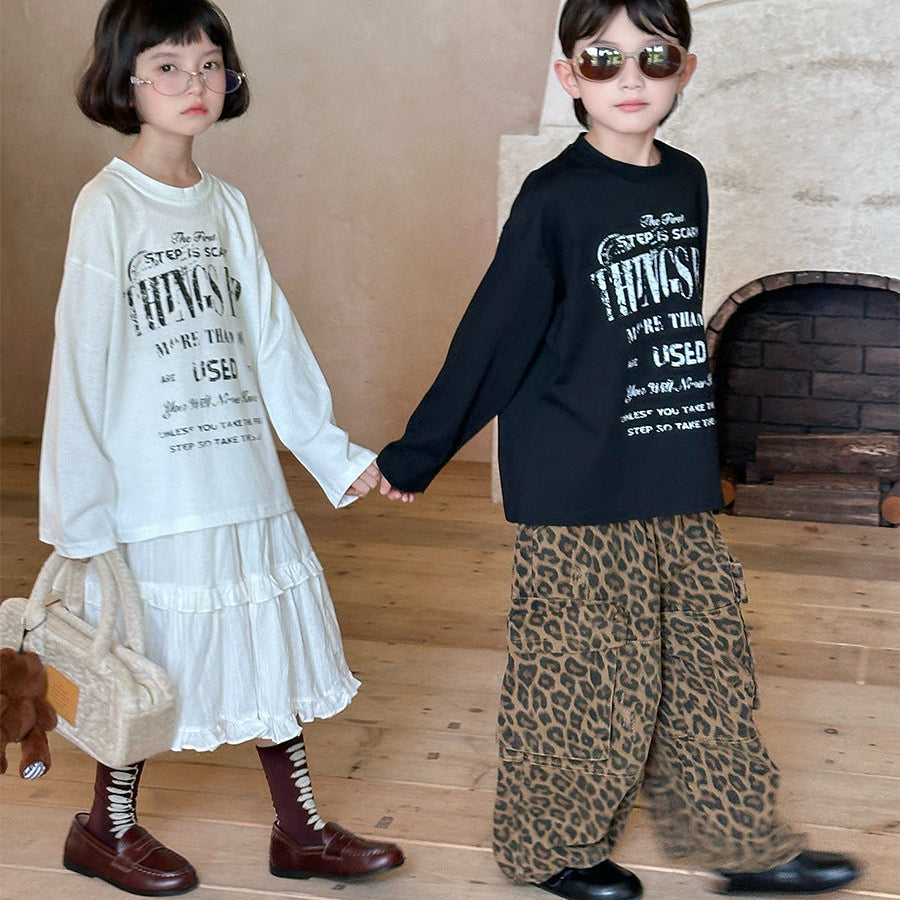 【90-150】フロントロゴ長袖Tシャツ