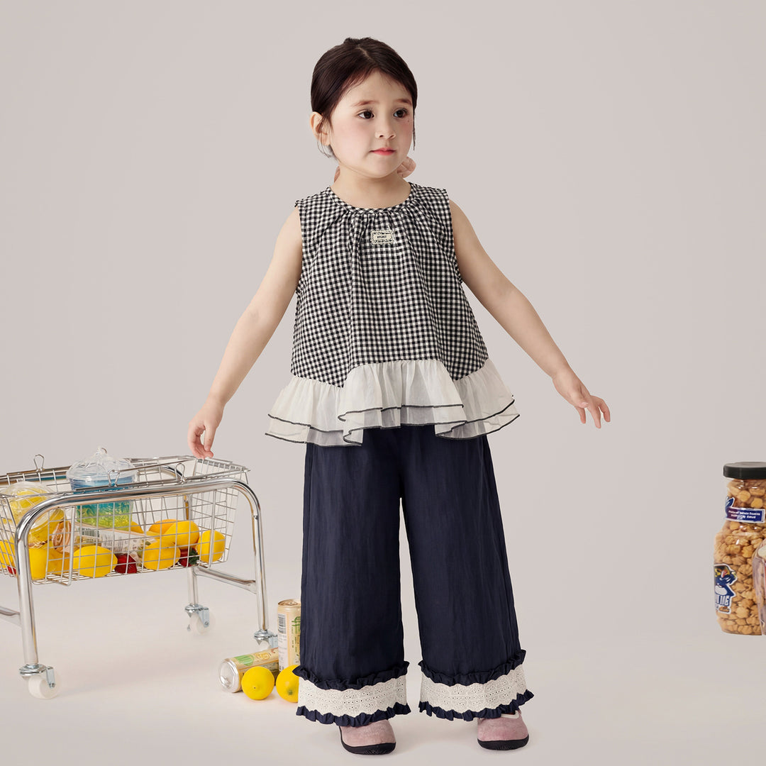 【90-150】ヘムデザインロングパンツ