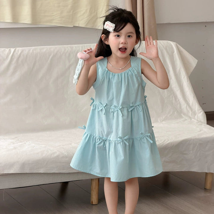 【90-140】リボンモチーフノースリワンピース