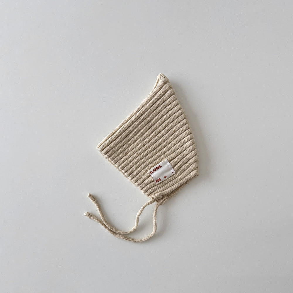 【42-49cm】あご紐付きリブニット帽