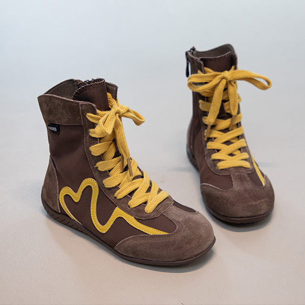 【16.0-22.0】ラインデザインレースアップブーツ