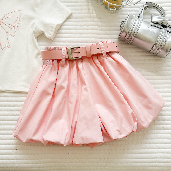 【90-140】フロントリボンTシャツ×ショートパンツセット