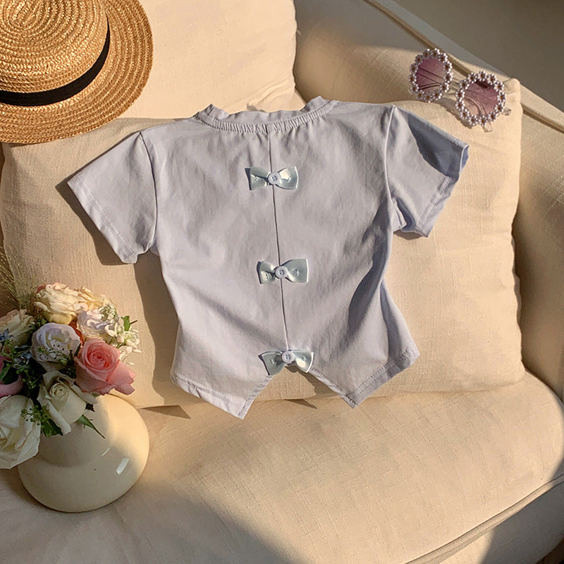 【90-140】バックカット＆リボンTシャツ