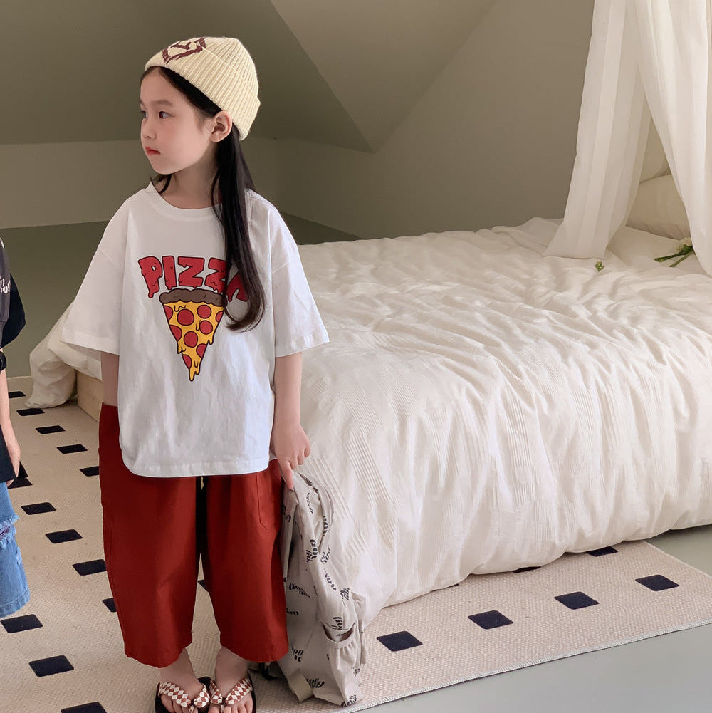 【90-150】PIZZAプリントTシャツ