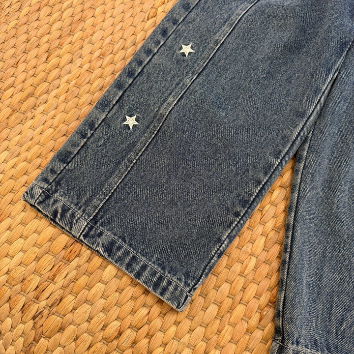 【90-140】サイドスター刺繍デニムパンツ