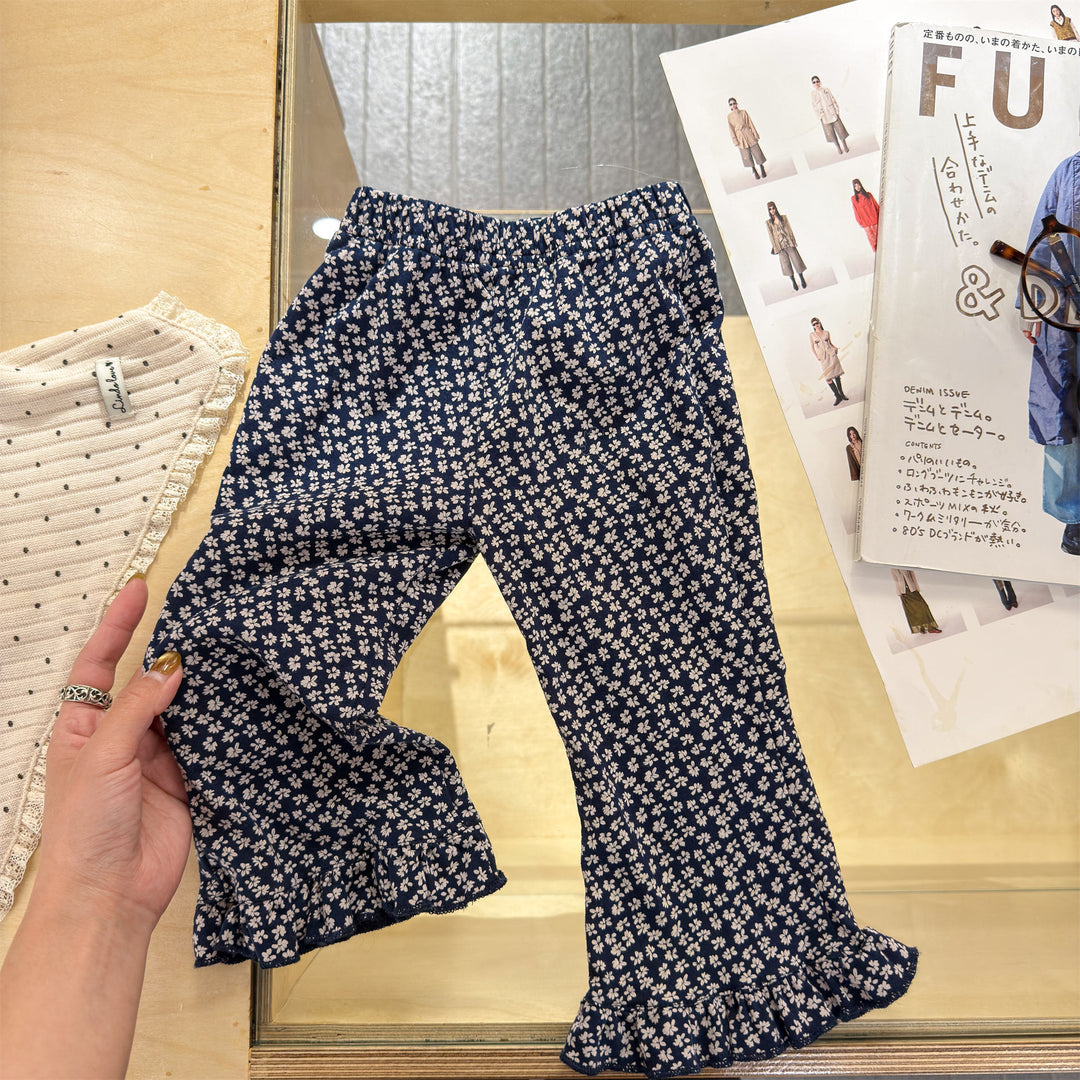 【80-130】フリルヘムロングパンツ