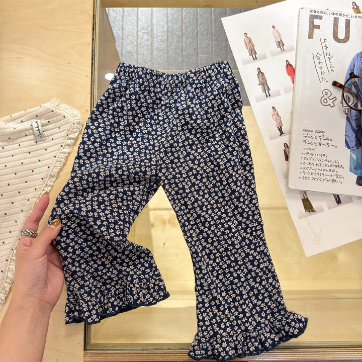 【80-130】フリルヘムロングパンツ