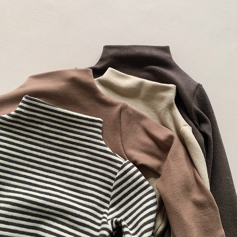 【80-130】モックネックシンプルトップス