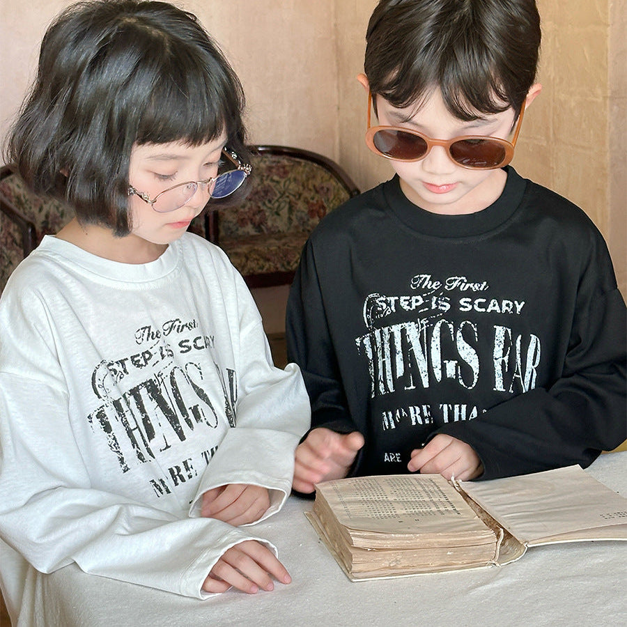 【90-150】フロントロゴ長袖Tシャツ