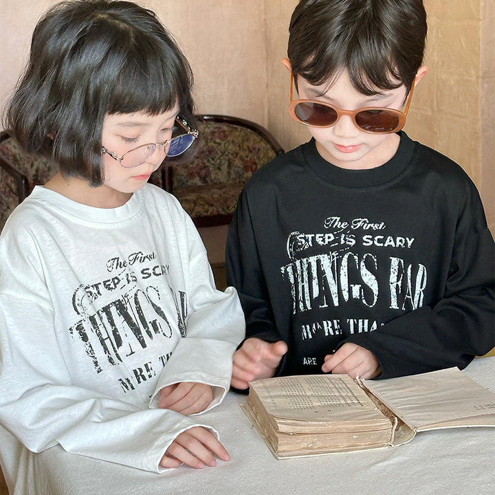 【90-150】フロントロゴ長袖Tシャツ