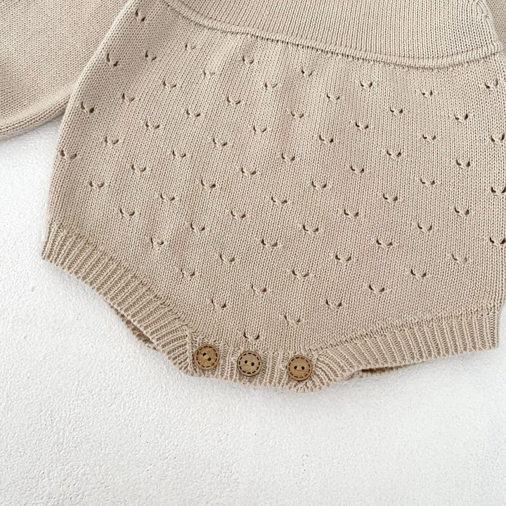 【73-90】シンプルニット長袖ロンパース