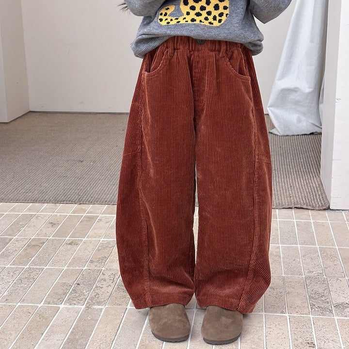 【90-150】シンプルコーデュロイワイドパンツ