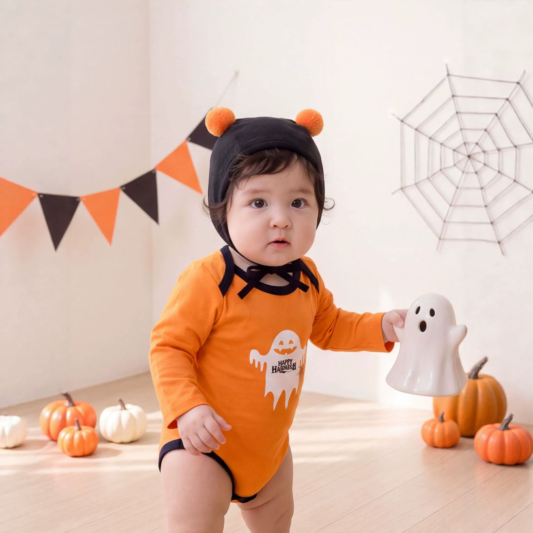 【73-90】ハロウィンデザイン長袖ロンパース
