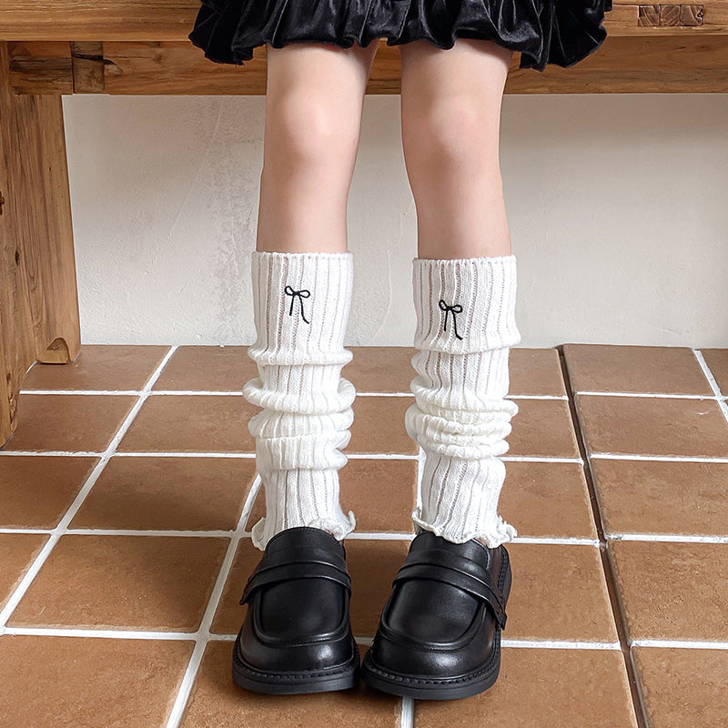 ワンポイントリボンレッグウォーマー