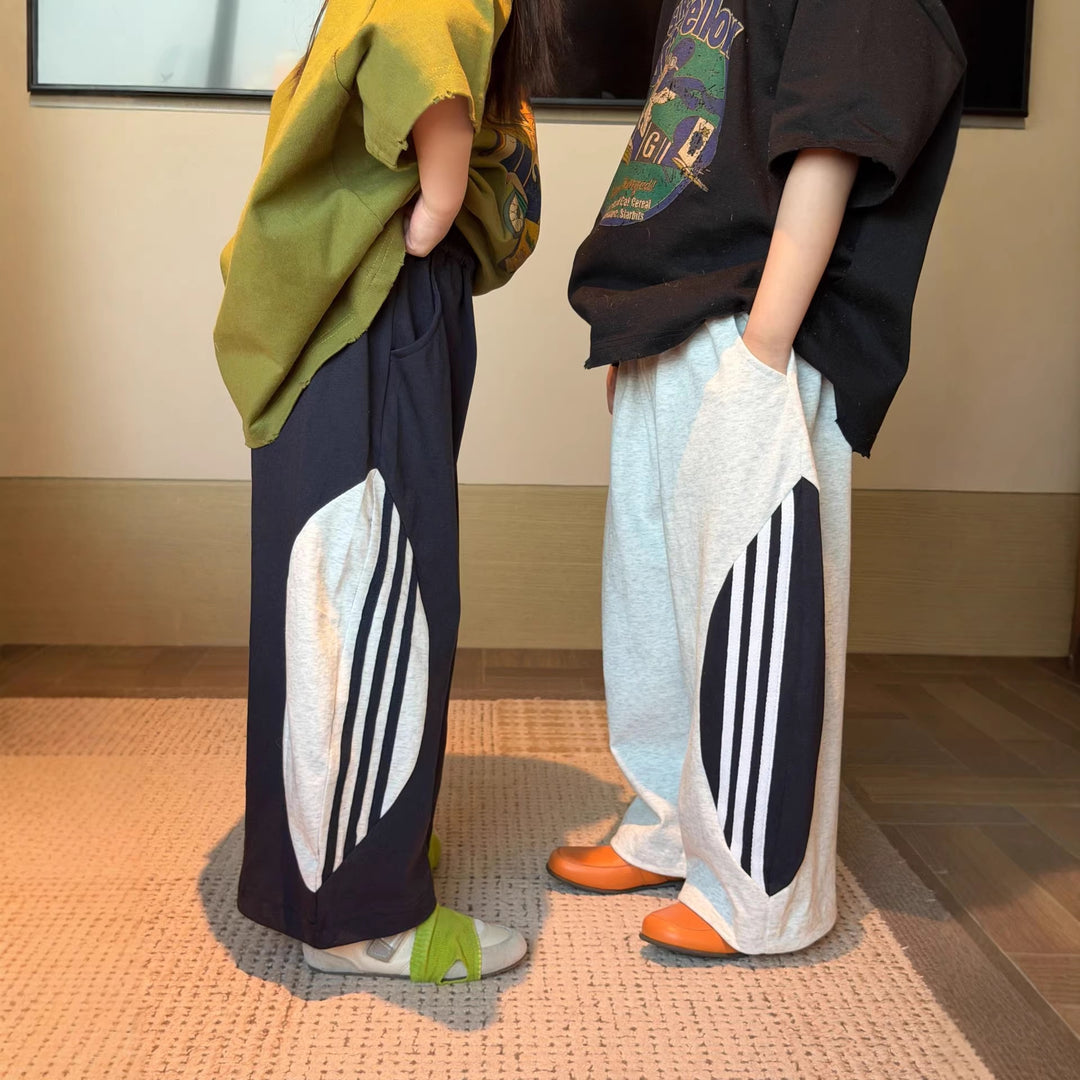 【90-150】サイドラインデザインカジュアルパンツ