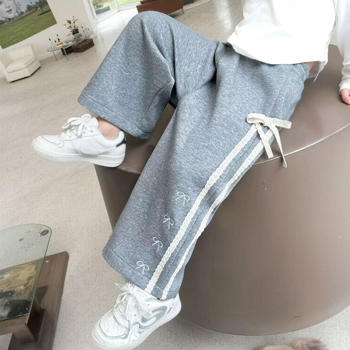 【100-140】リボンデザインスウェットパンツ