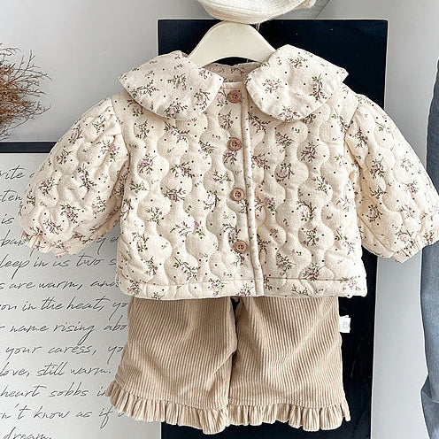 【73-100】襟付きボタニカル柄ジャケット