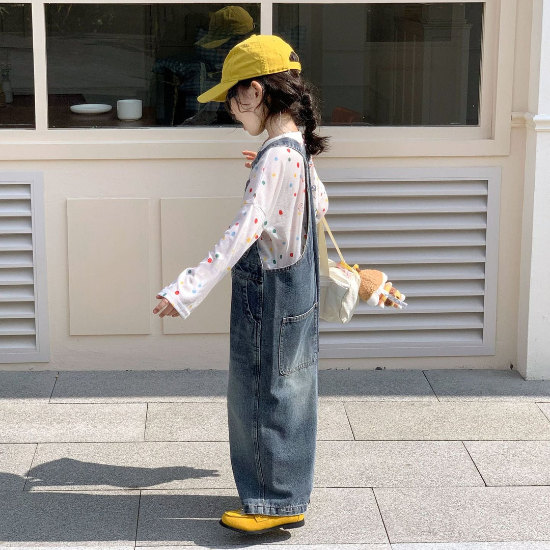 【90-140】ポケットデザインデニムサロペット