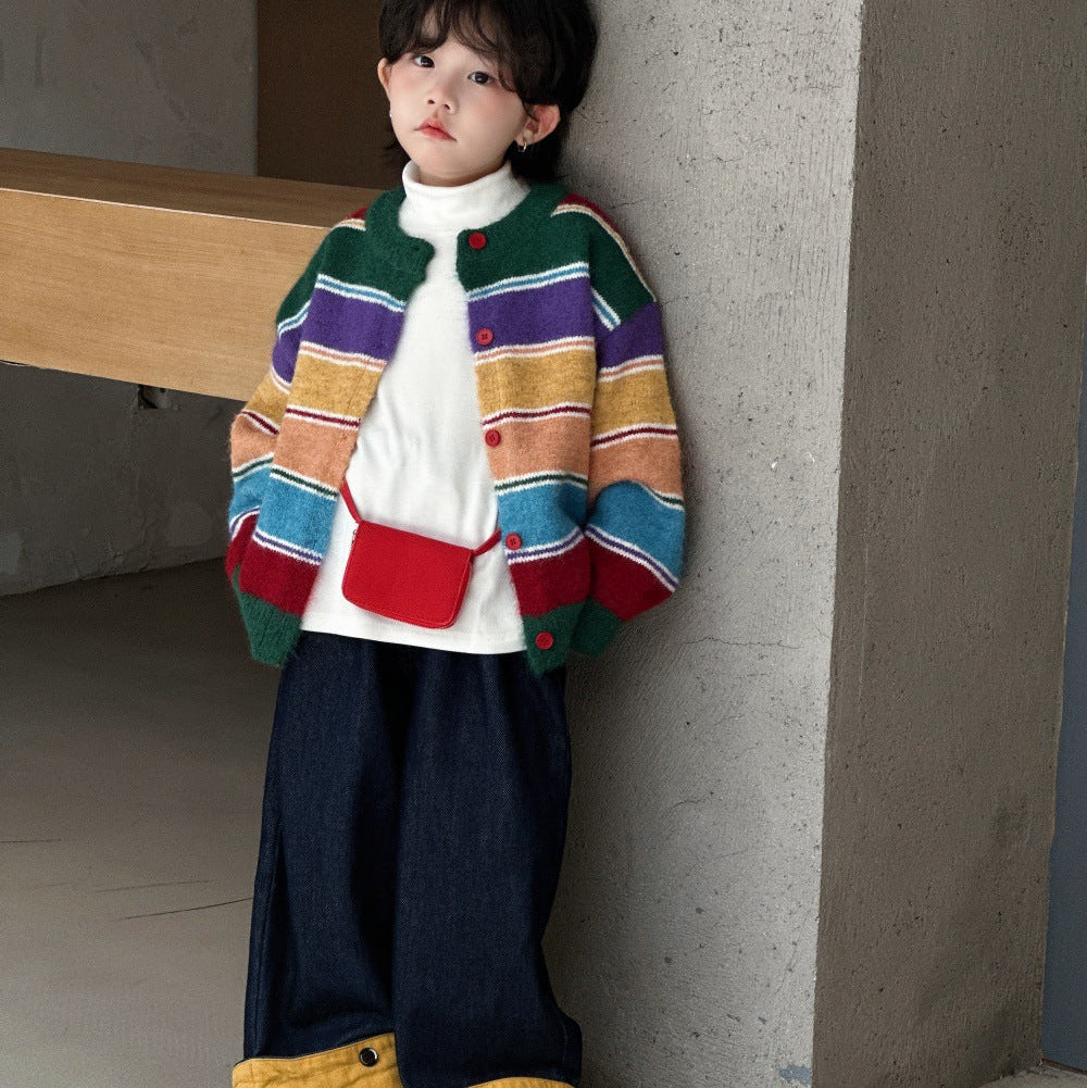 【90-150】裾折り返しストレートワイドデニム