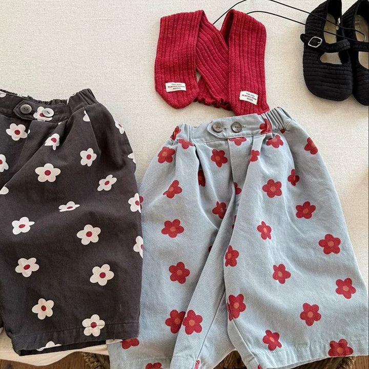 【80-120】花柄ハーフパンツ