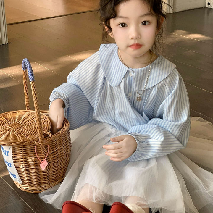 【90-140】襟付きデザイン切替ワンピース