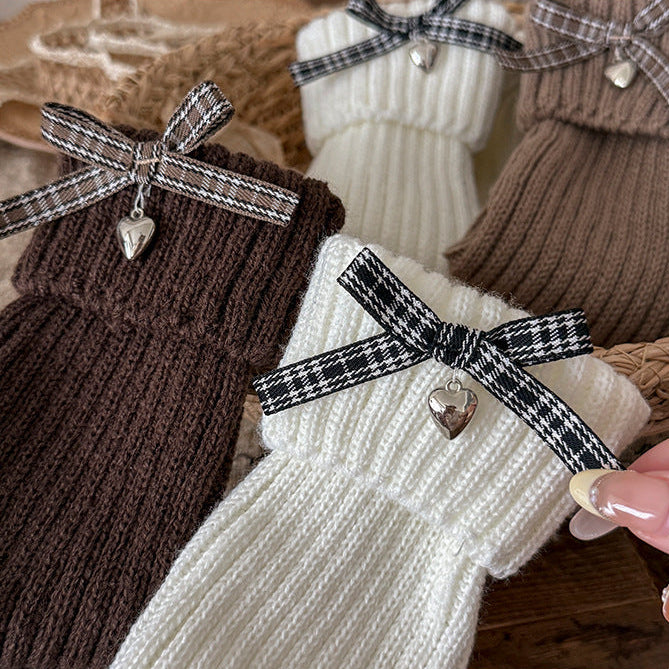 リボン＆ハートモチーフレッグウォーマー