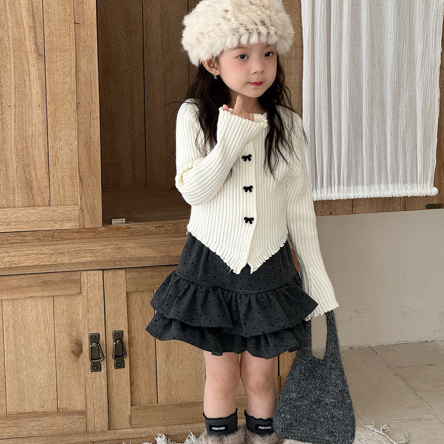 【90-150】ヘムデザインリブカーディガン