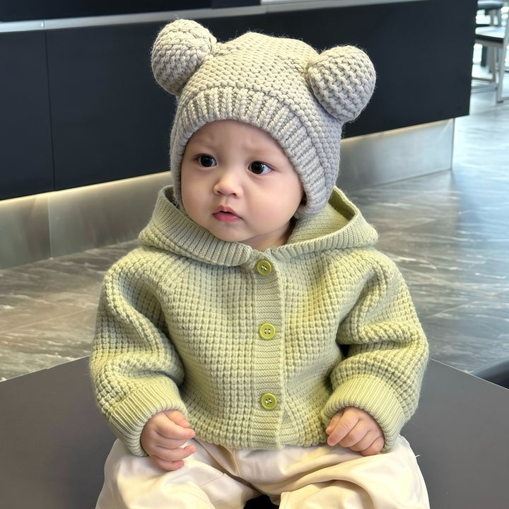 【73-110】フード付きニットカーディガン