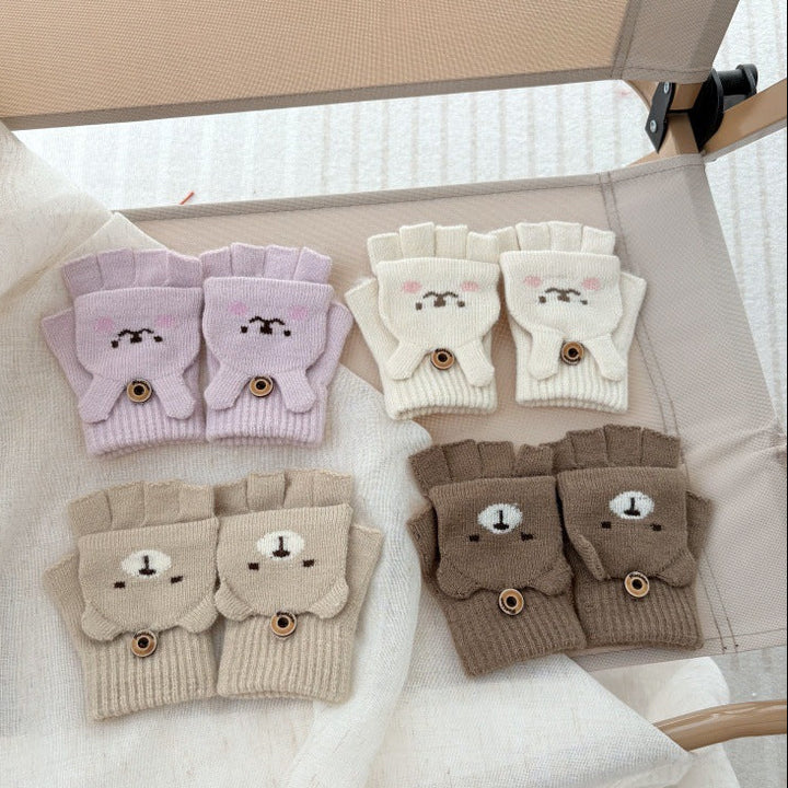 【2Y-4Y】アニマル顔指出しニットグローブ