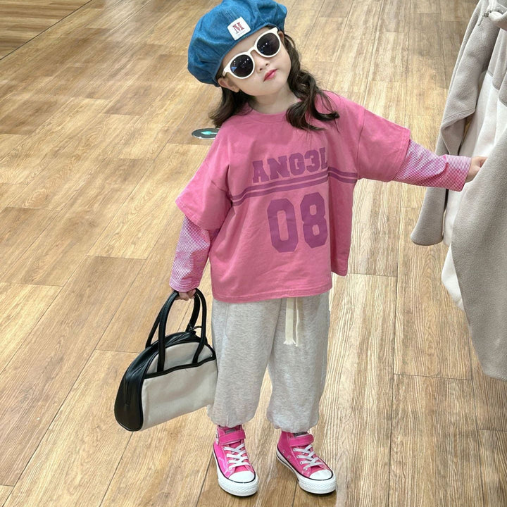 【90-140】フロントロゴレイヤード風トップス