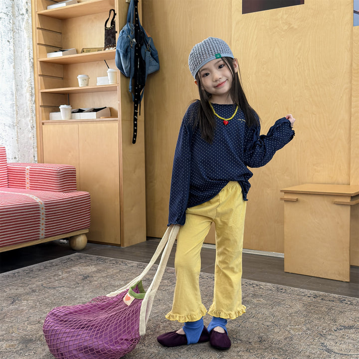 【80-130】フリルヘムロングパンツ