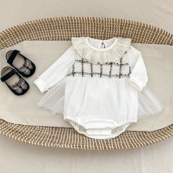 【73-100】ノースリーブチュールロンパース