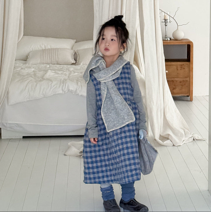 【90-150】チェック柄ノースリーブフレアワンピース