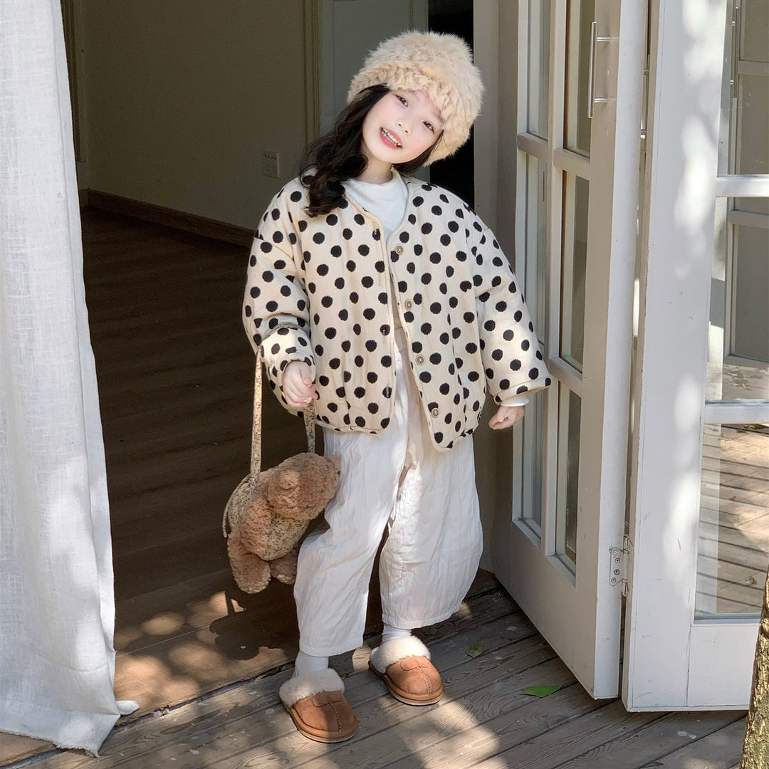 【90-140】Vネックドット柄ジャケット