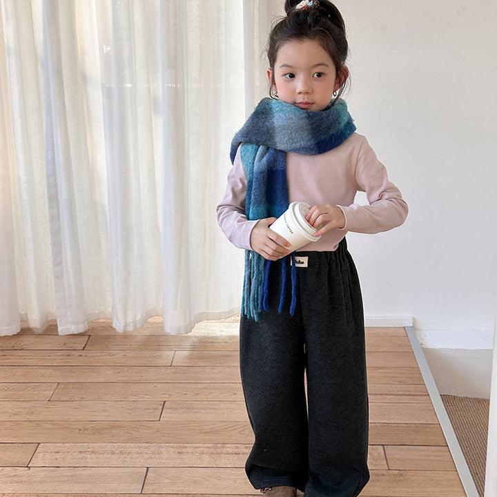 【90-150】ハイネックシンプル長袖カットソー