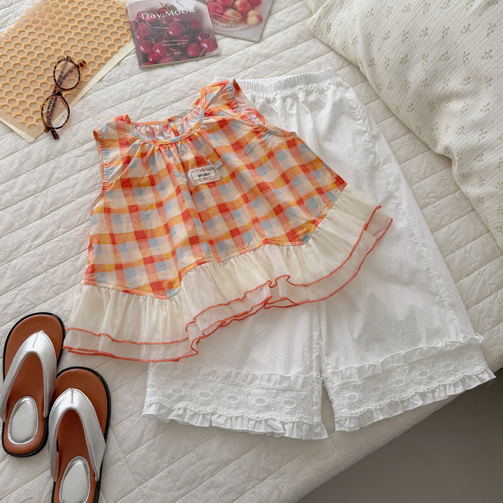 【90-150】マルチカラーギンガムチェックノースリーブ