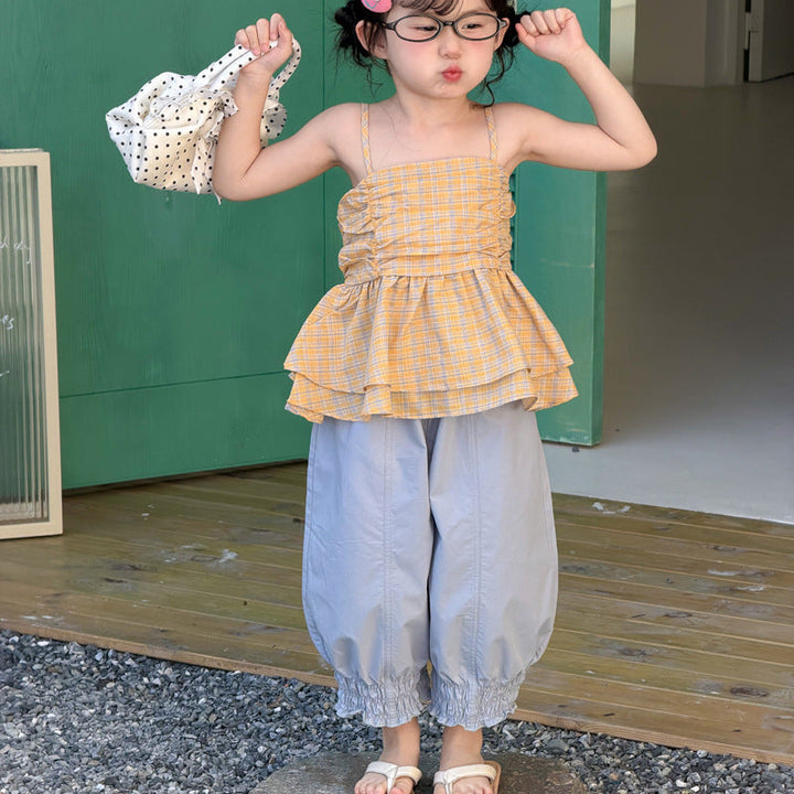 【90-140】裾ギャザーロングパンツ