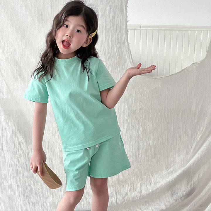 【90-150】シンプルTシャツ×ハーフパンツセット