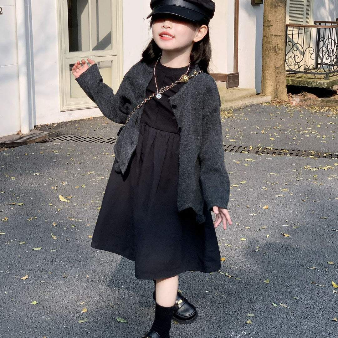 【90-140】デザイン切替シンプルワンピース