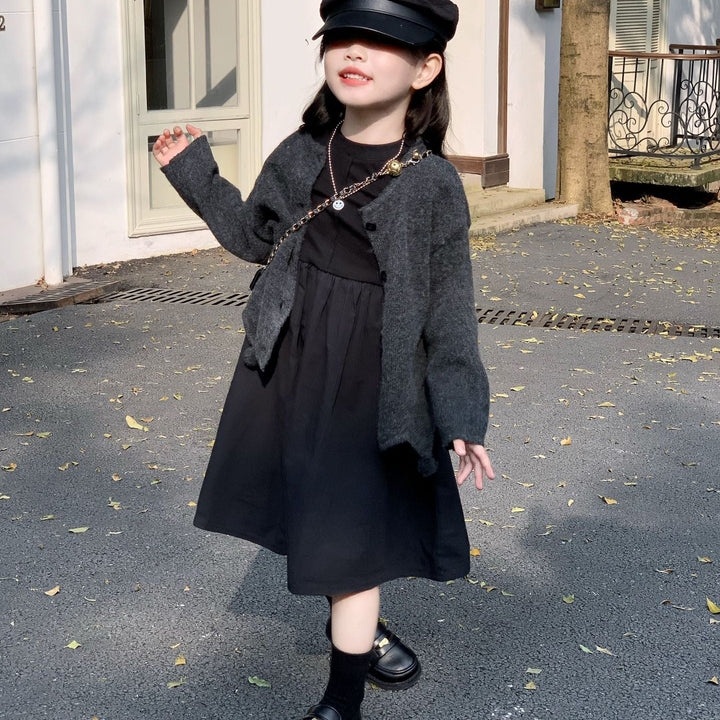 【90-140】デザイン切替シンプルワンピース