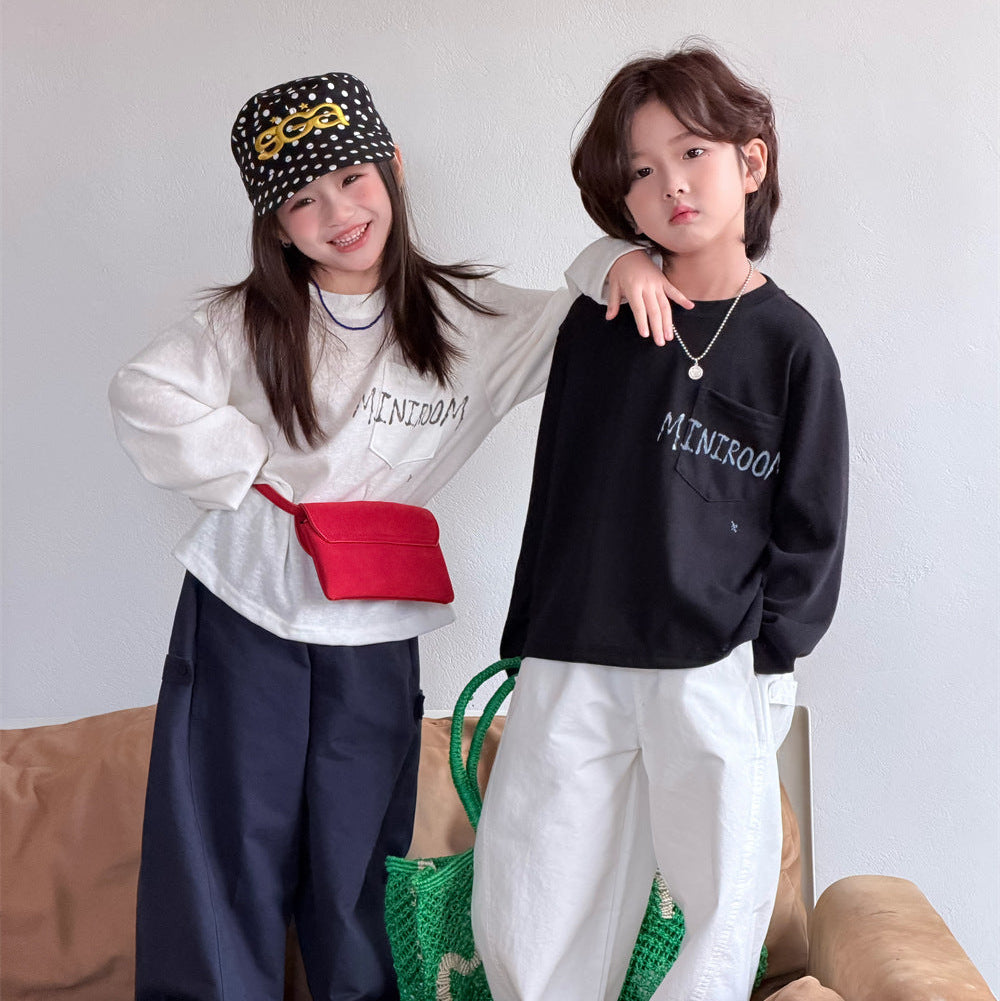 【90-150】英字デザインカジュアルロンT