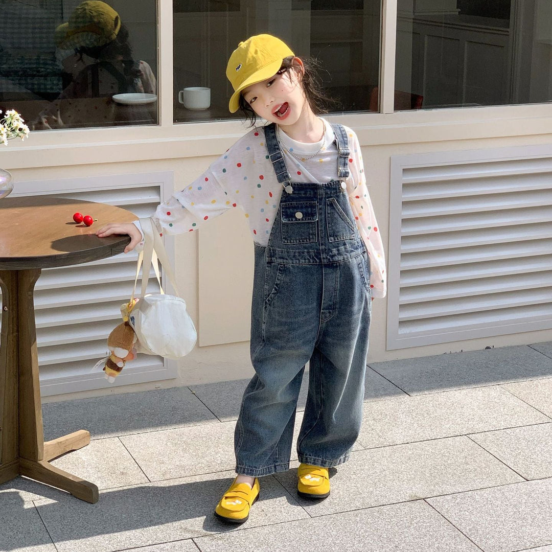 【90-140】ポケットデザインデニムサロペット