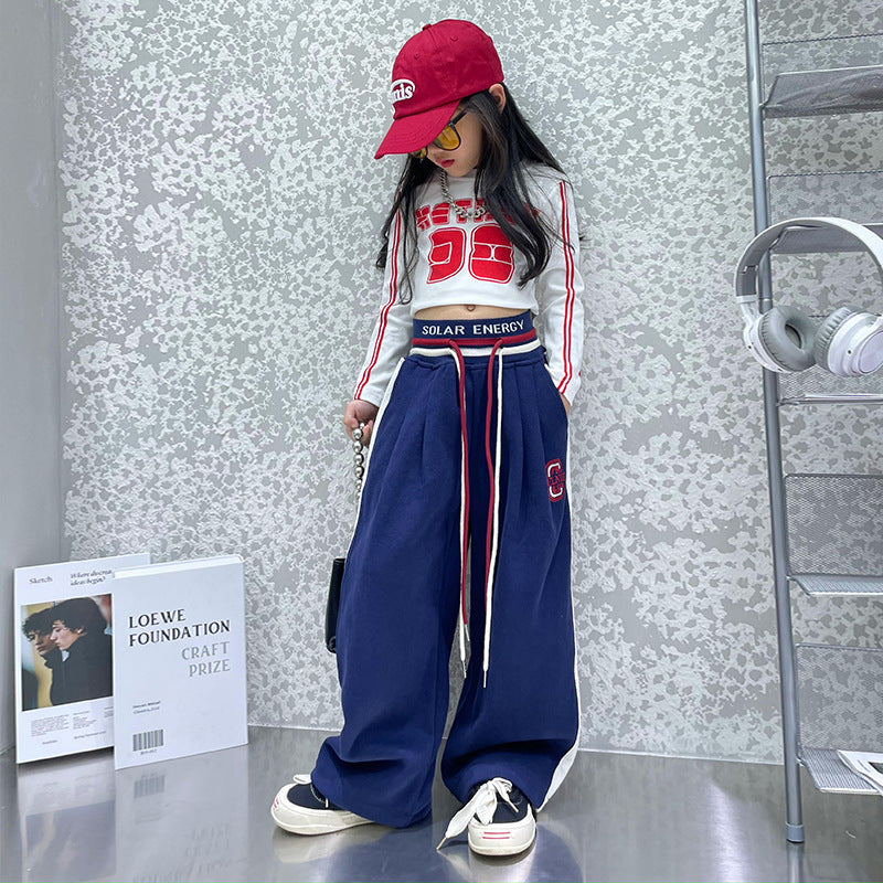 【110-150】ウエストデザインロングパンツ