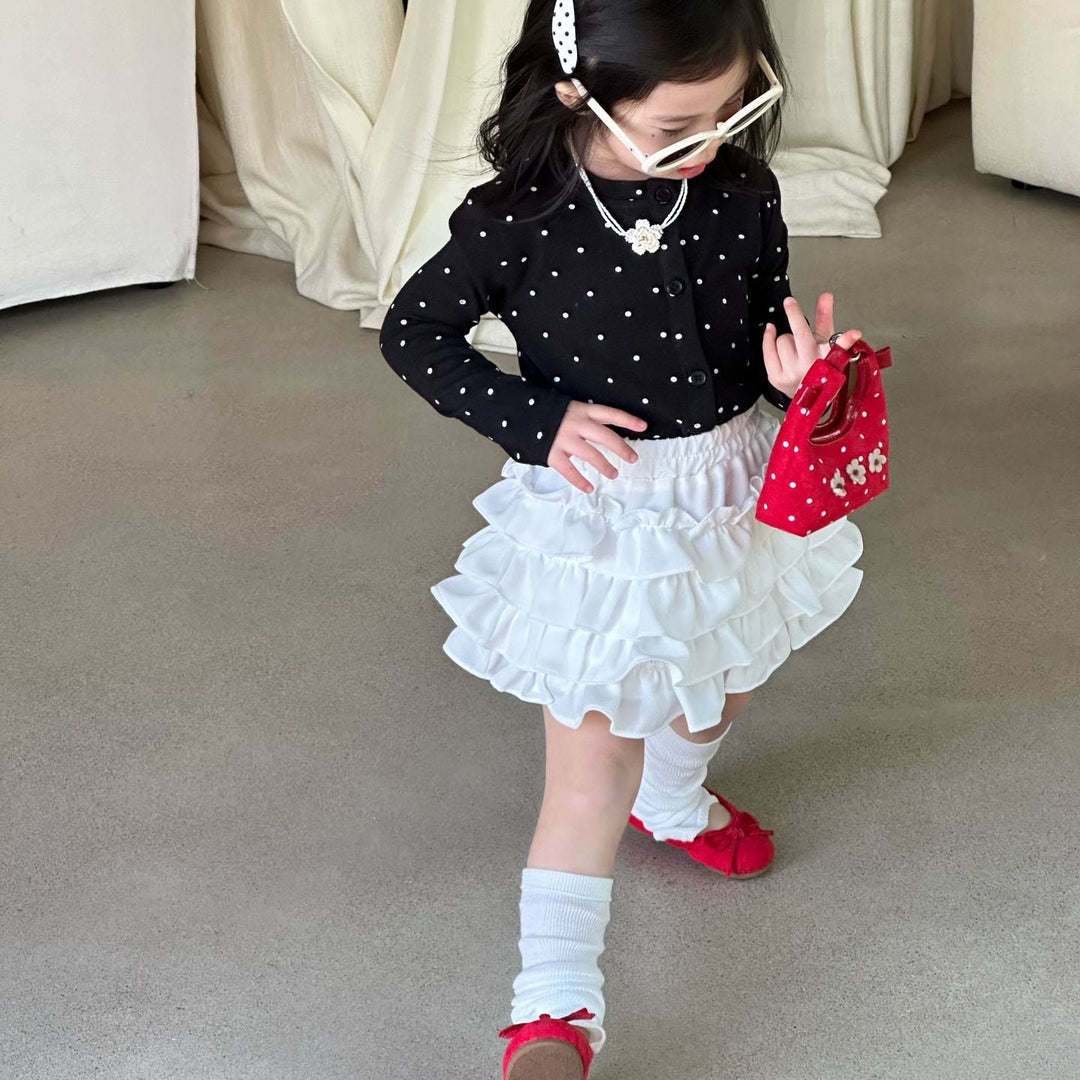 【90-140】ドット柄長袖カーディガン