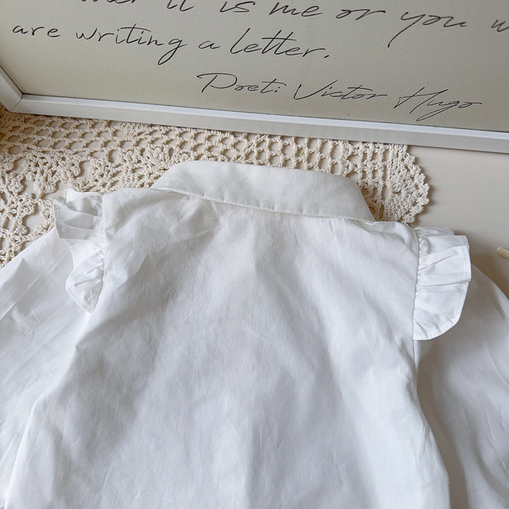 【90-140】肩フリルブラウス×ベスト×プリーツスカートセット